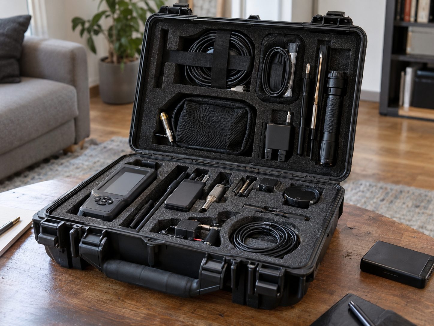Technischer Ausrüstungskoffer für professionelle Lauschabwehr