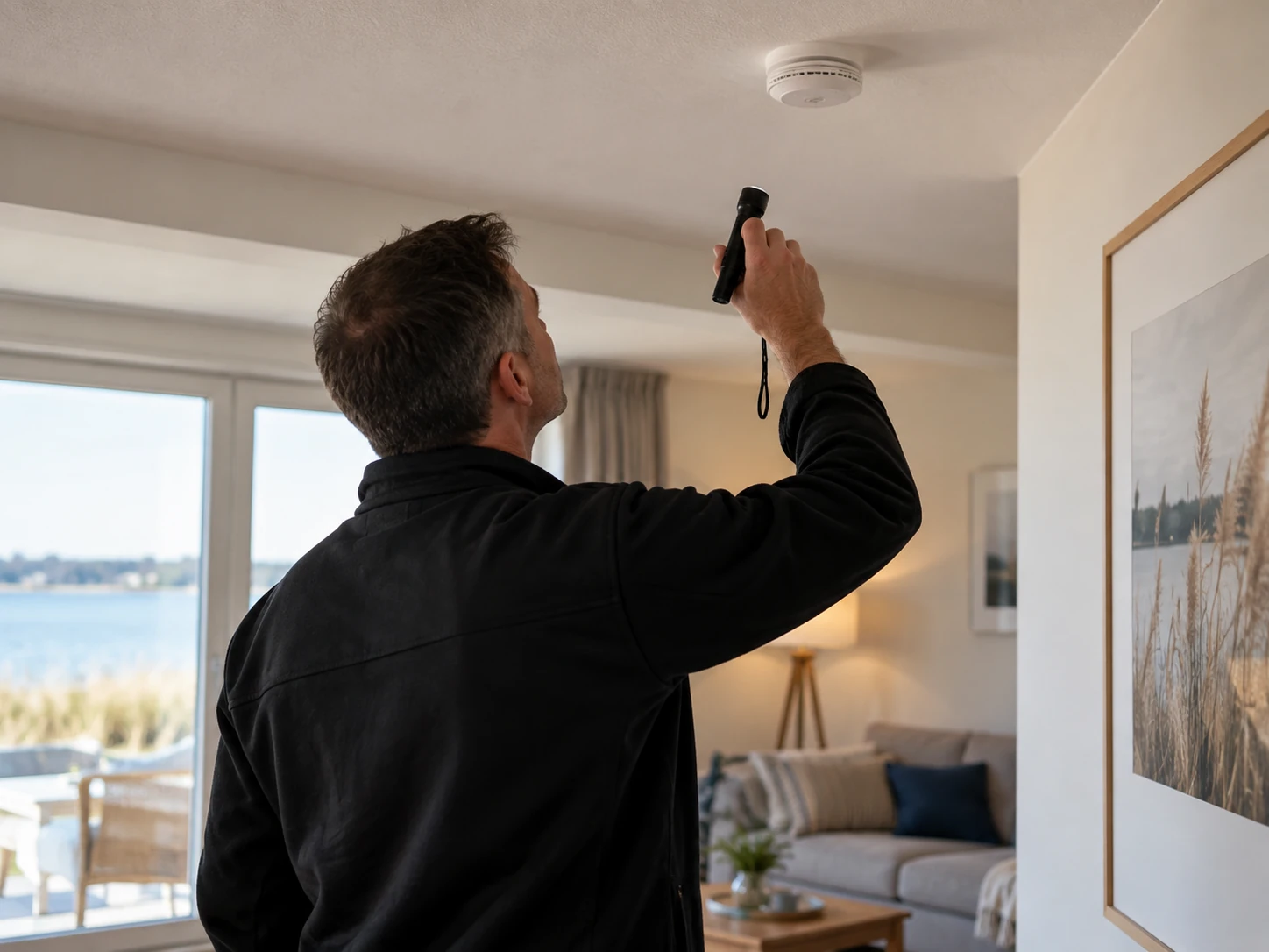 Überprüfung technischer Einbauten im Wohnraum Technische Überprüfung eines Rauchmelders bei einer Lauschabwehr in Mecklenburg-Vorpommern